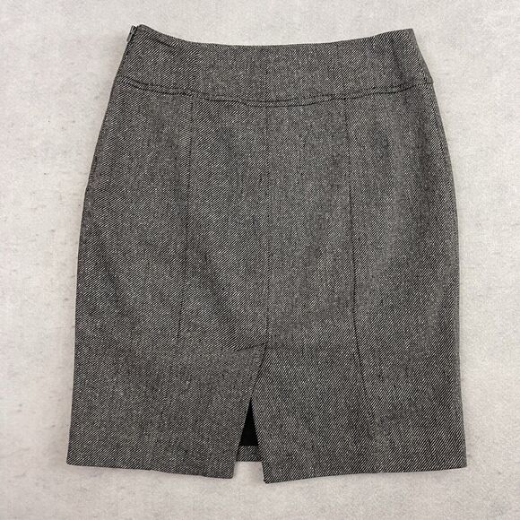 Banana Republic Skirt Womens 8 Pencil Gray Tweed Wool Blend Herringbone Back Zip - Picture 6 of 10